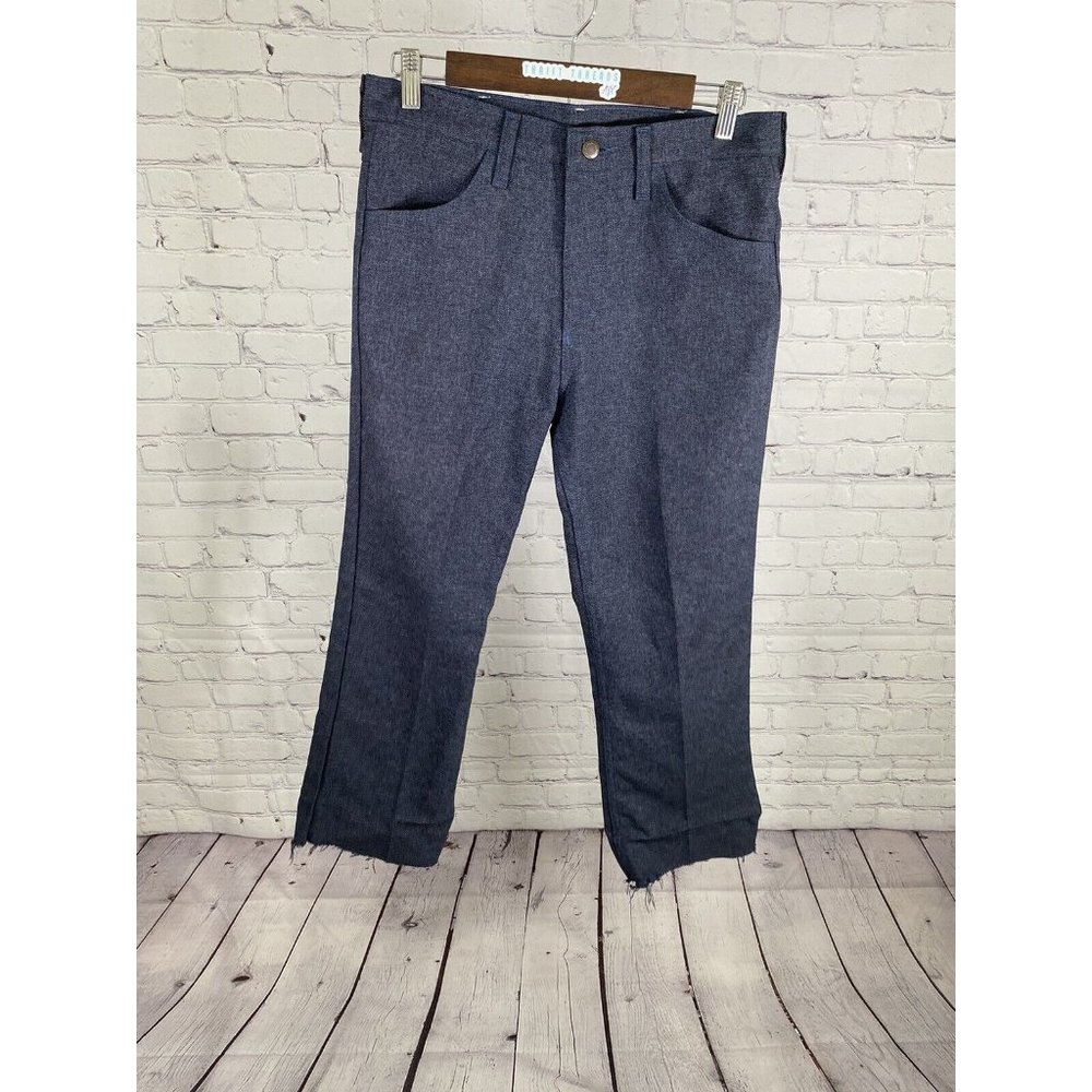 VTG Wrangler Blue Polyester Mid Rise Boot Cut Jeans Pants Men’s (31 x 25.5)